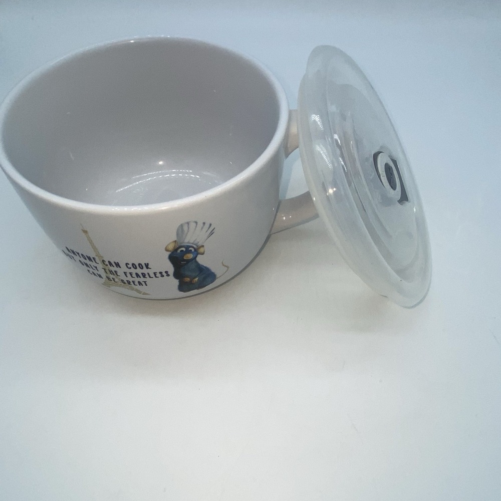 Ratatouille Disney Pixar Movie "Anyone Can Cook" Ceramic Soup Mug With Lid‎ EUC - Picture 8 of 10